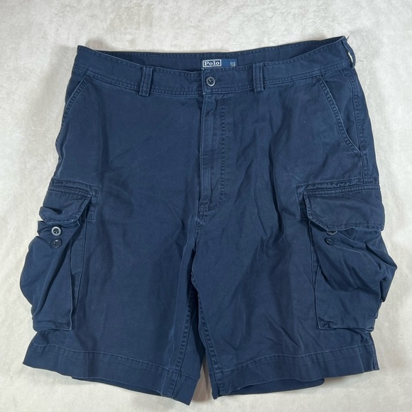 Polo Ralph Lauren Men's 38W Navy Fatigue Cargo Shorts Military Vintage Rare - Picture 1 of 9